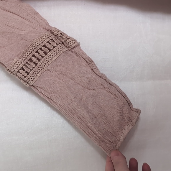 Vintage Cute Options Blush Pink Rayon Embroidered Long Sleeve Blouse Size Medium - Picture 5 of 6